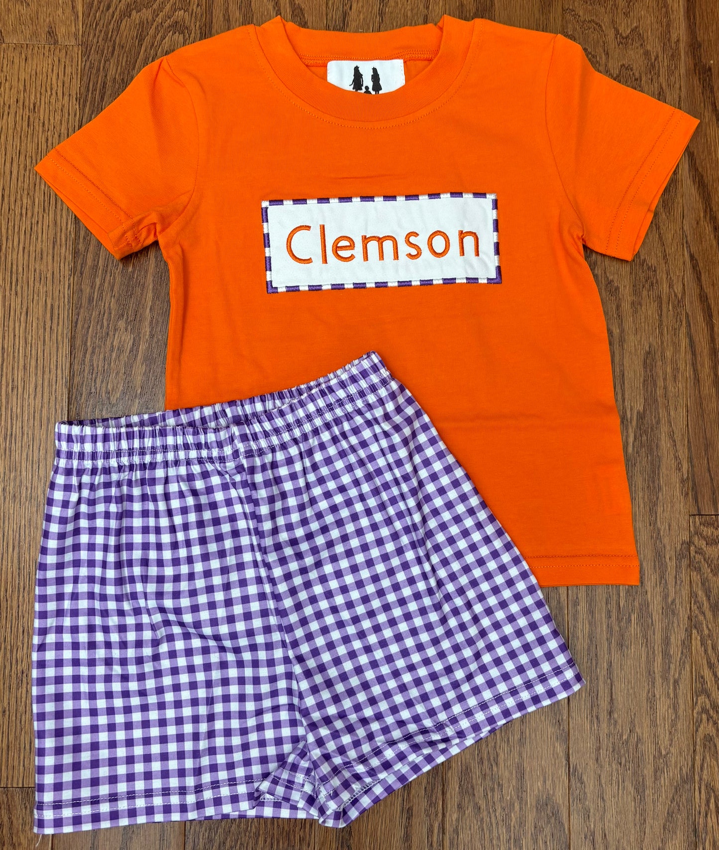 Orange and Purple Clemson boys short set, Knit Cotton