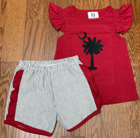 The Palmetto Tree Garnet and Black girls short set