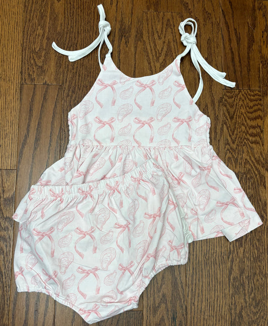 Beautiful Shells and Bows Girl Diaper Set