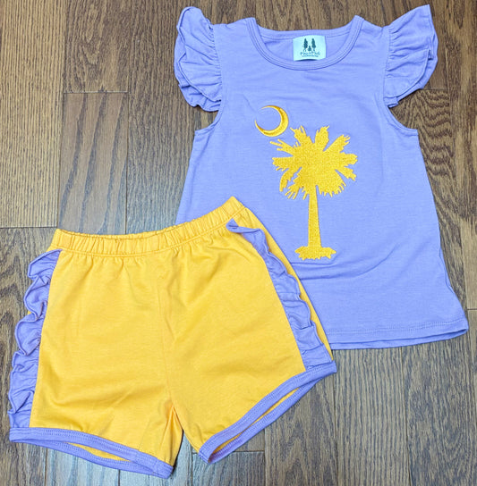 The Palmetto Tree Purple and Orange girls short set