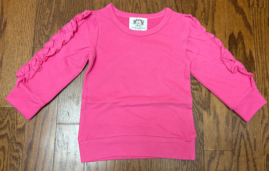 Pink ruffled sleeves girls pullover