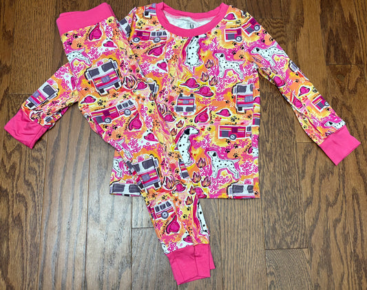 Bamboo Fire Trucks Girl Pant Set