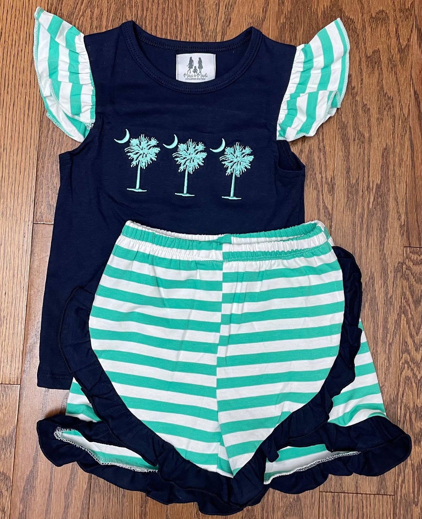 Mint Palmetto Girl Short Set