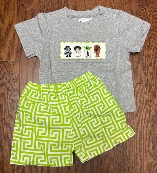Smocked Alien Boy short set