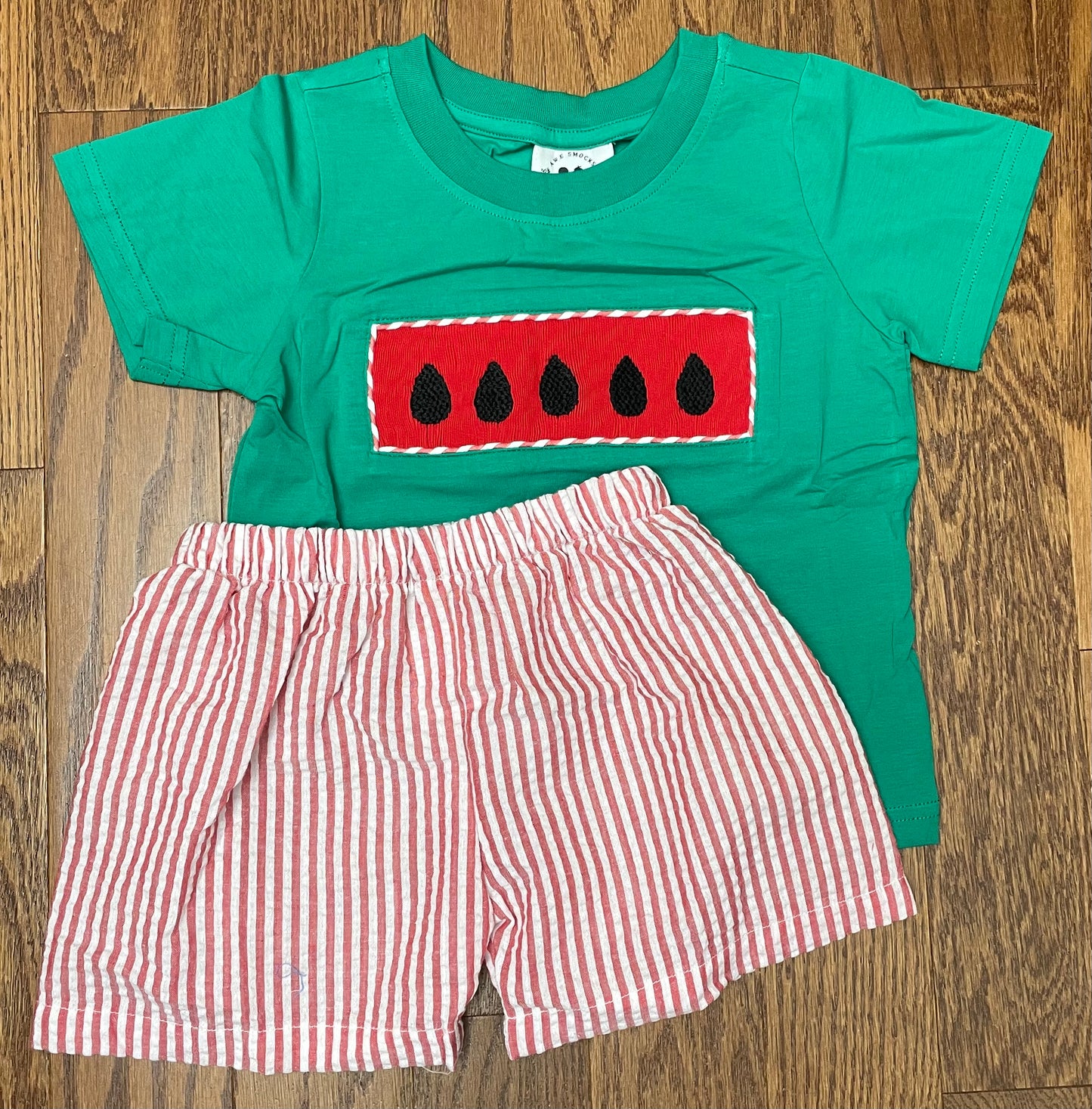 Smocked watermelon Boy Short Set