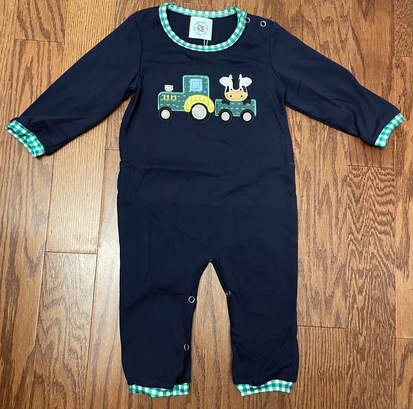 Cow and Tractor boy romper