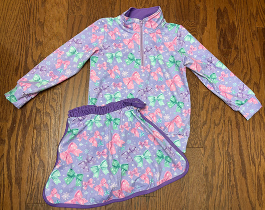 Blushing Bows girls athletic skort set