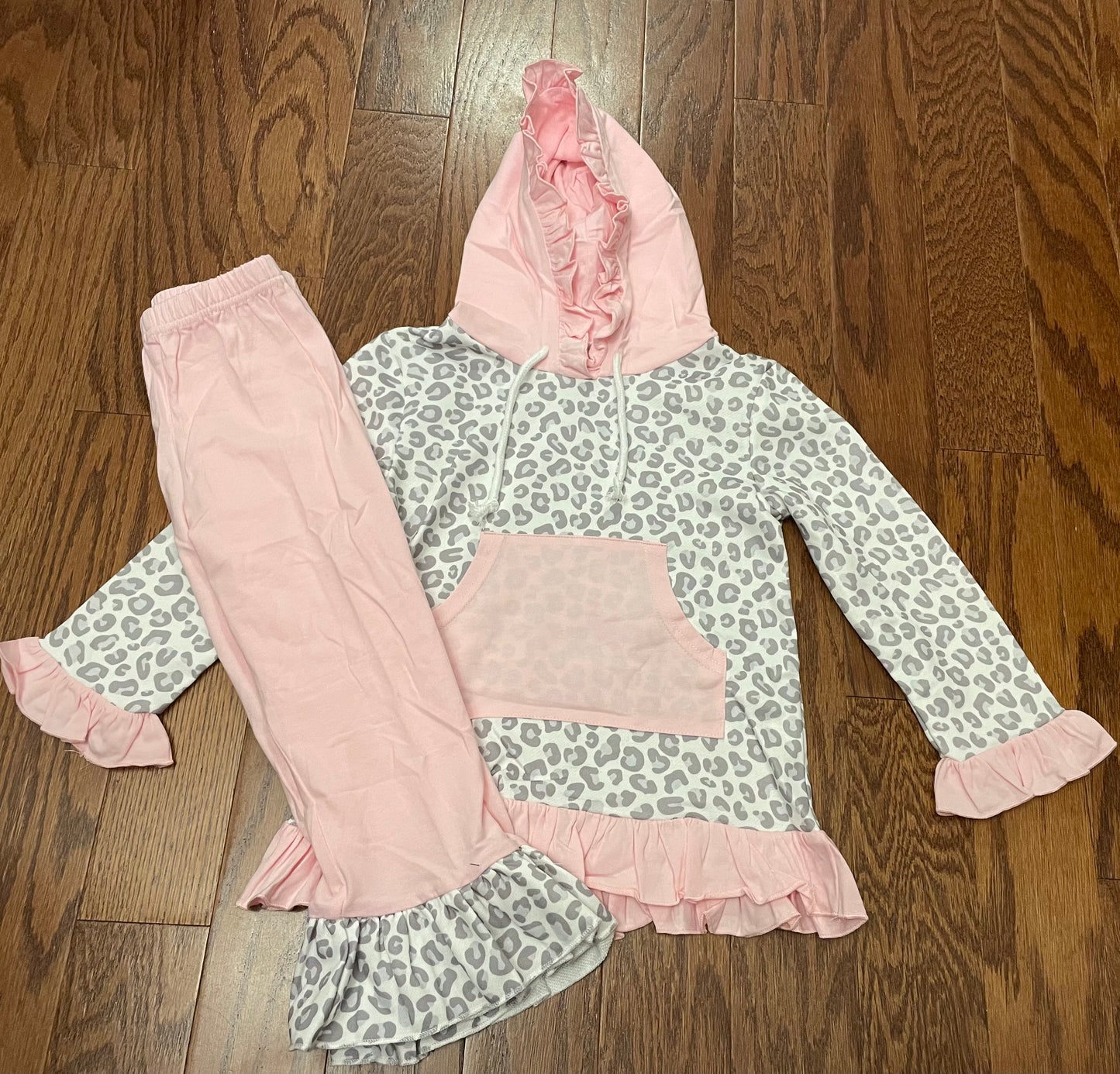 Pink Leopard Hoodie Girl Set