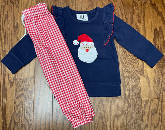 Navy Santa Girls Jogger Set