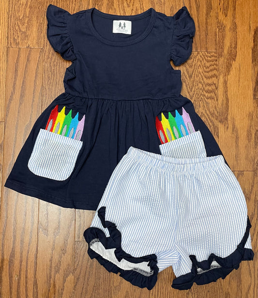 Colorful Crayons Girl Short set