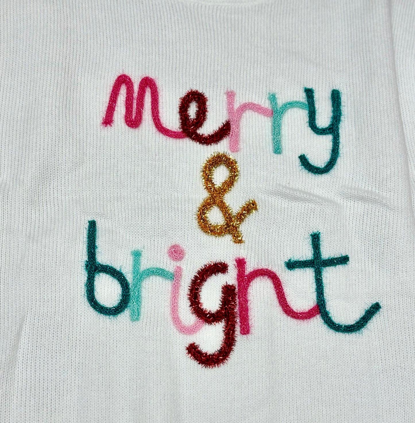 White Merry & Bright Round Neck Casual Sweater