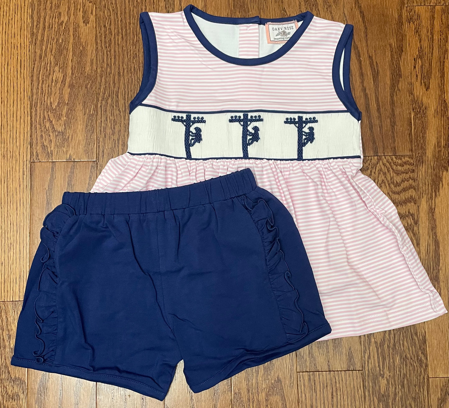 Smocked linemen girl short set