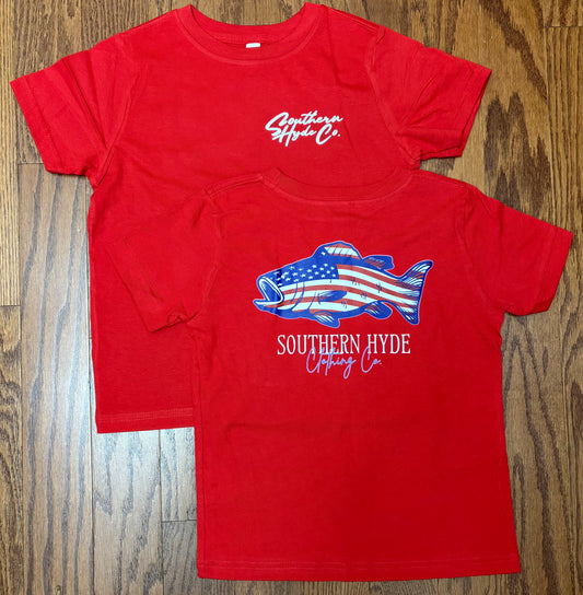 Red, White, and Blue Fish Tee