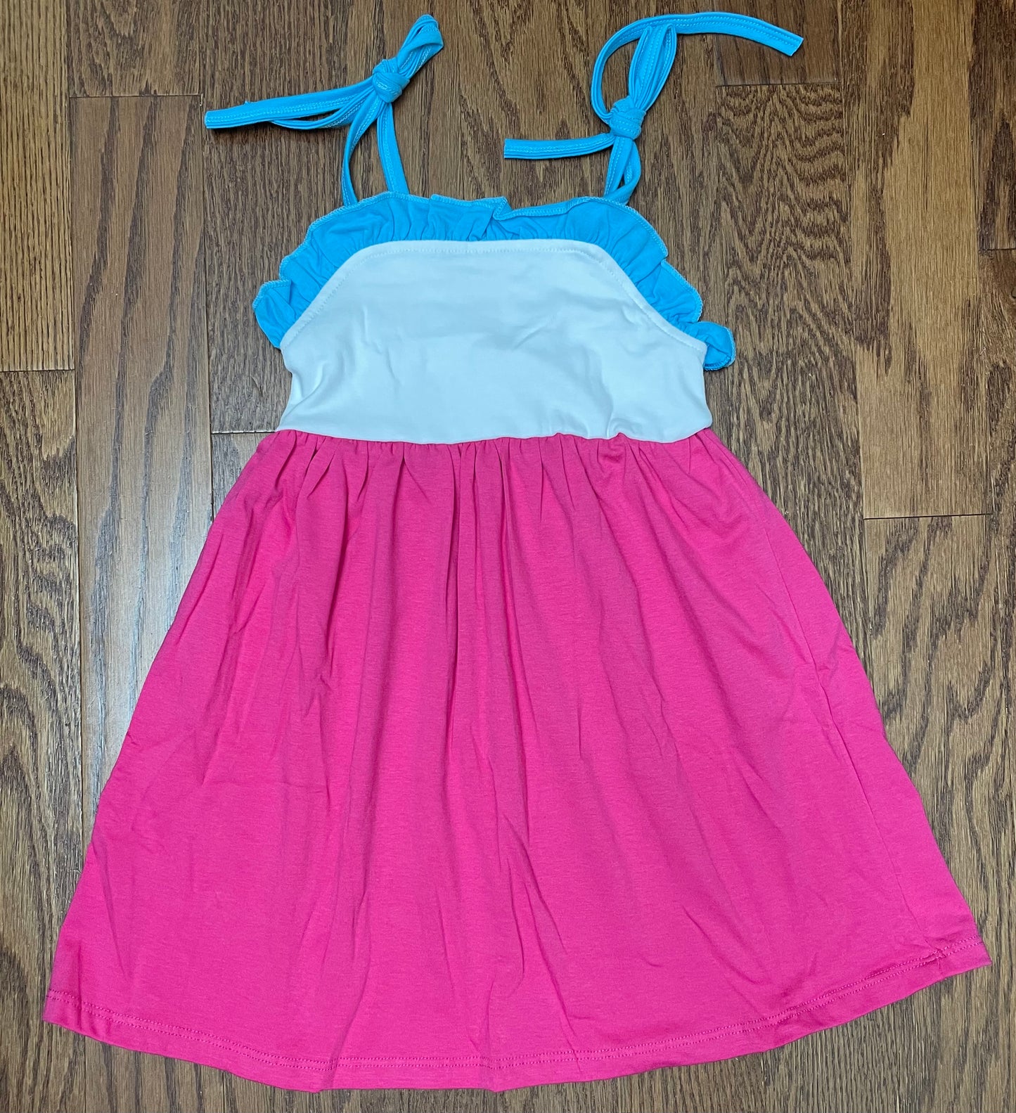 Pink and Blue Color Block Dress