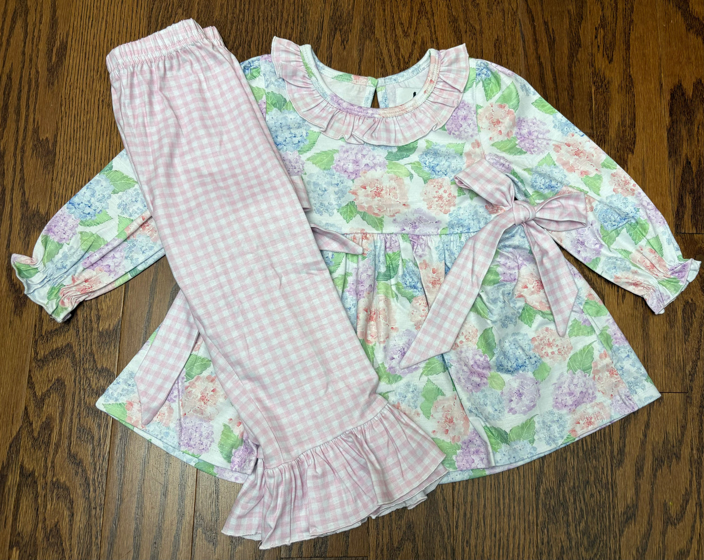 Multi Hydrangeas Girl Pant Set