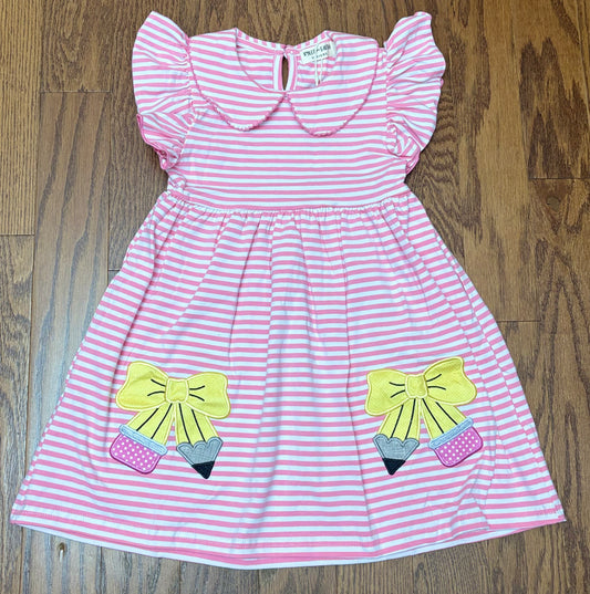 Pink and white striped pencils dress