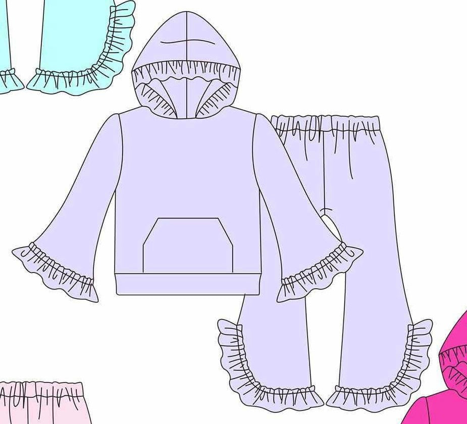 Hooded girl pant Set, lavender