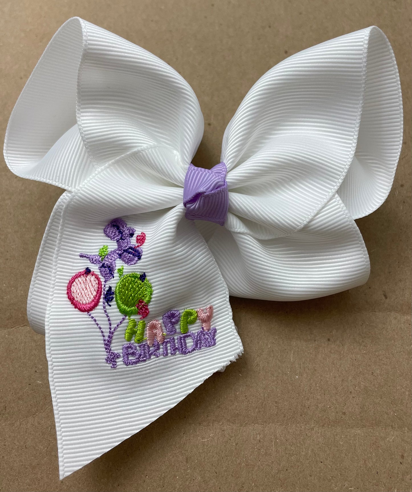 Happy Birthday Embroidered Bow