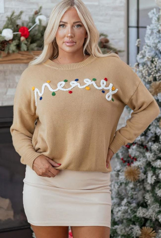 Merry Colorful Dot Detail Christmas Dolman Sweater
