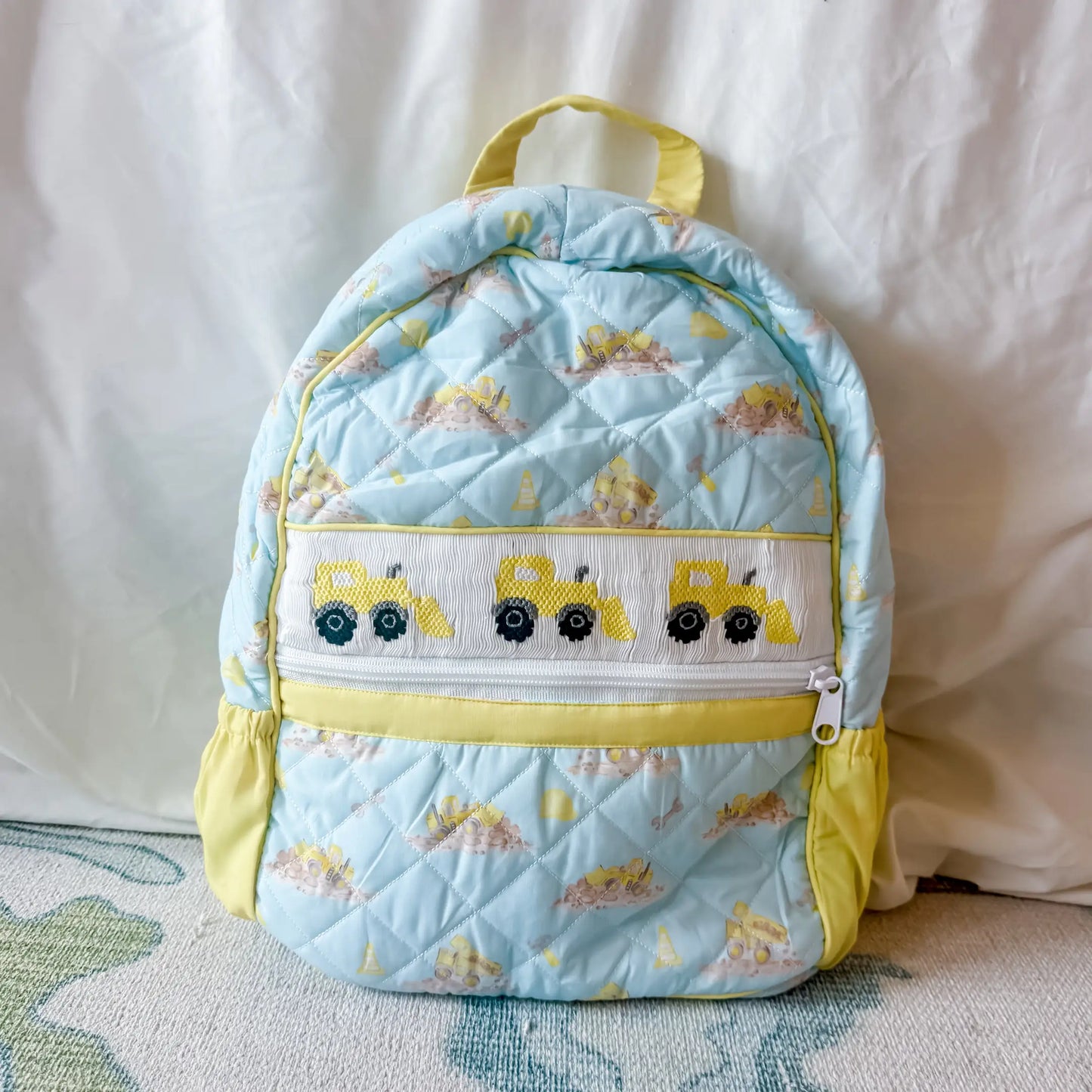 Smocked Construction Vehicles Backpack
