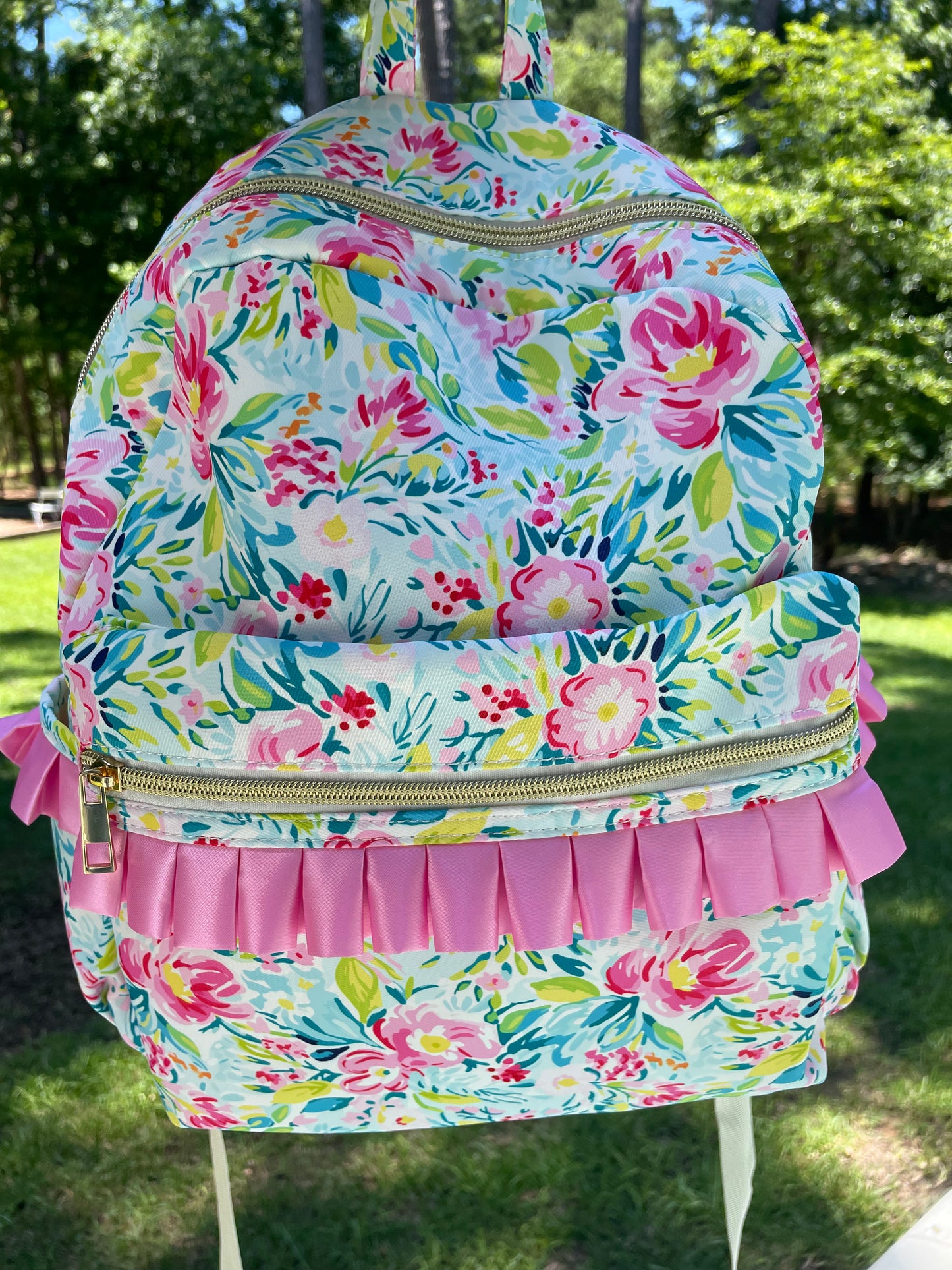 Floral backpack, pink