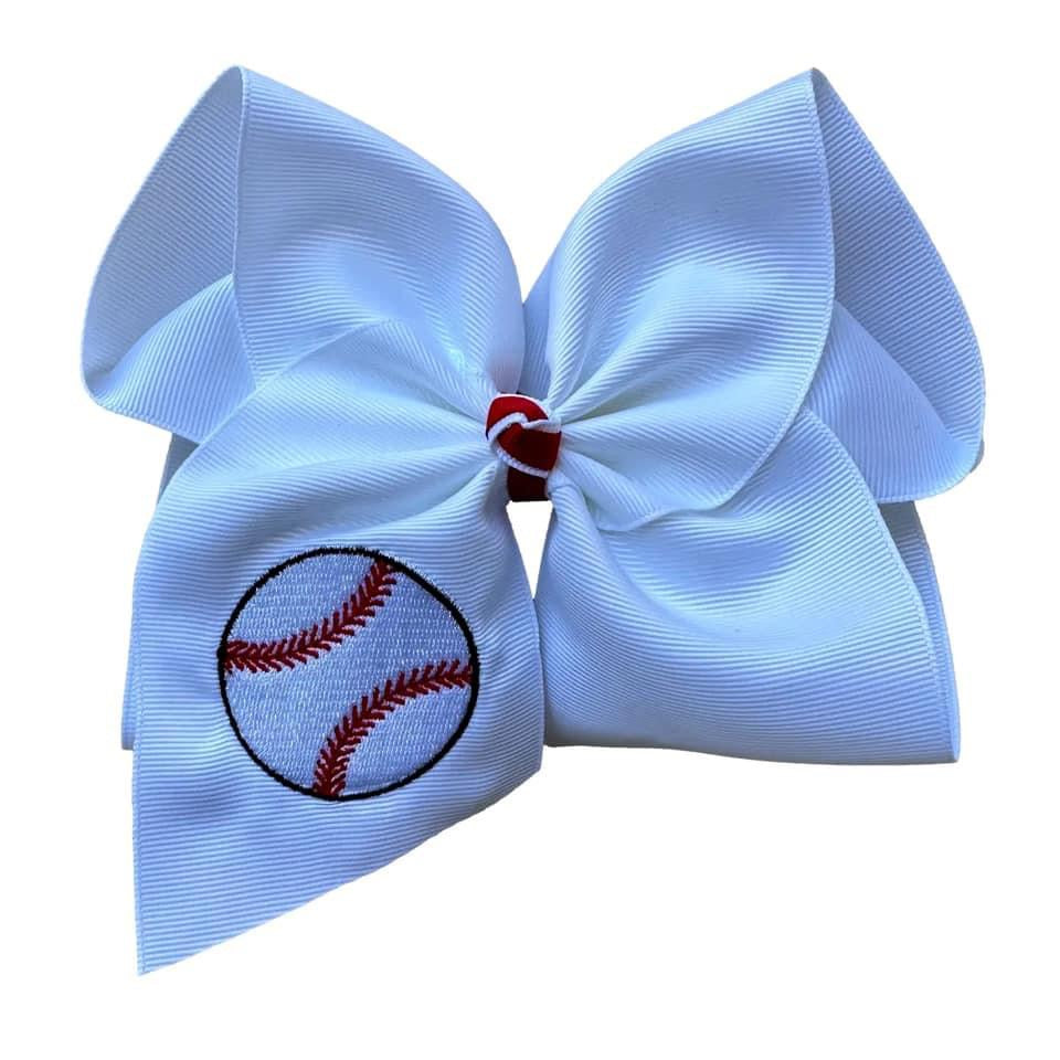 Baseball embroidered Hair Bow