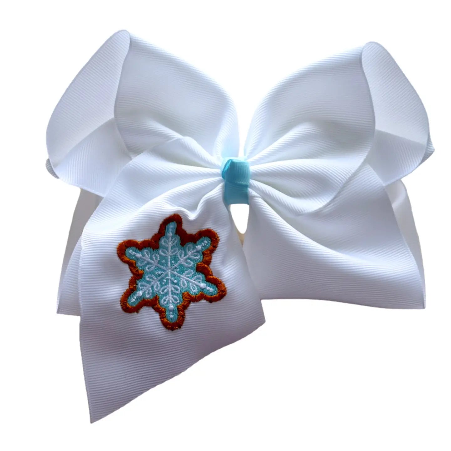 Snowflake Embroidered Hair Bow