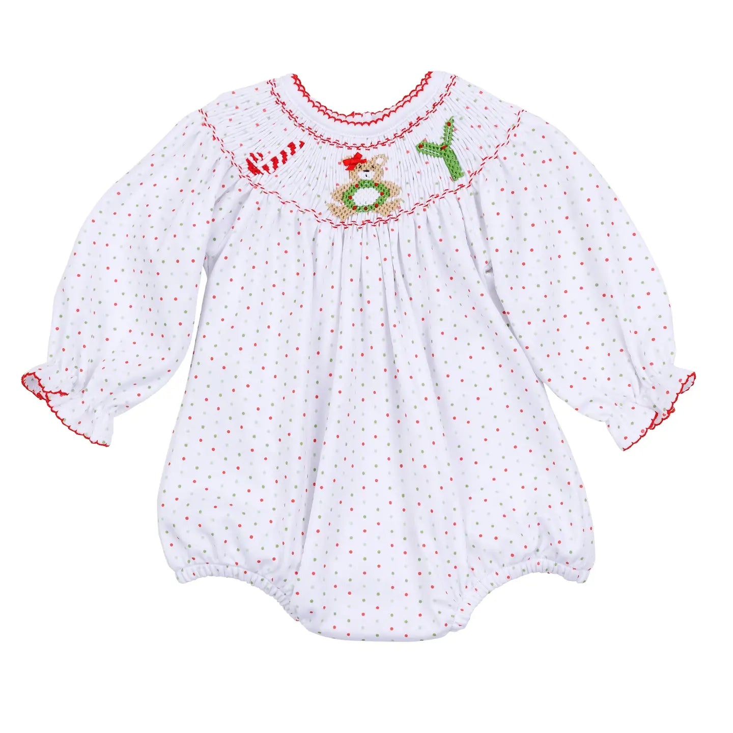 Smocked Christmas Joy Classics Bishop Long Sleeve Girl Bubble