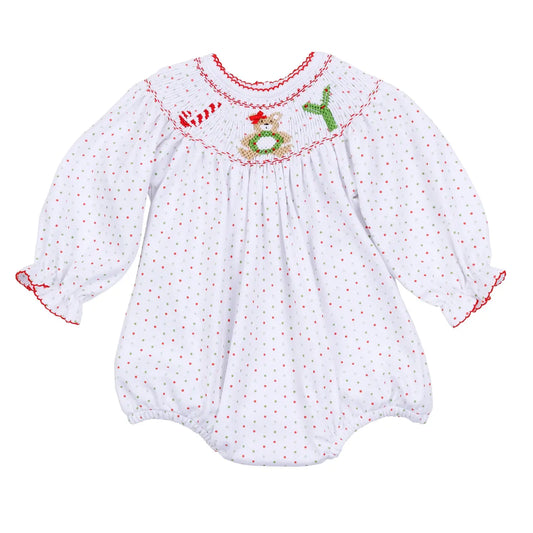 Smocked Christmas Joy Classics Bishop Long Sleeve Girl Bubble