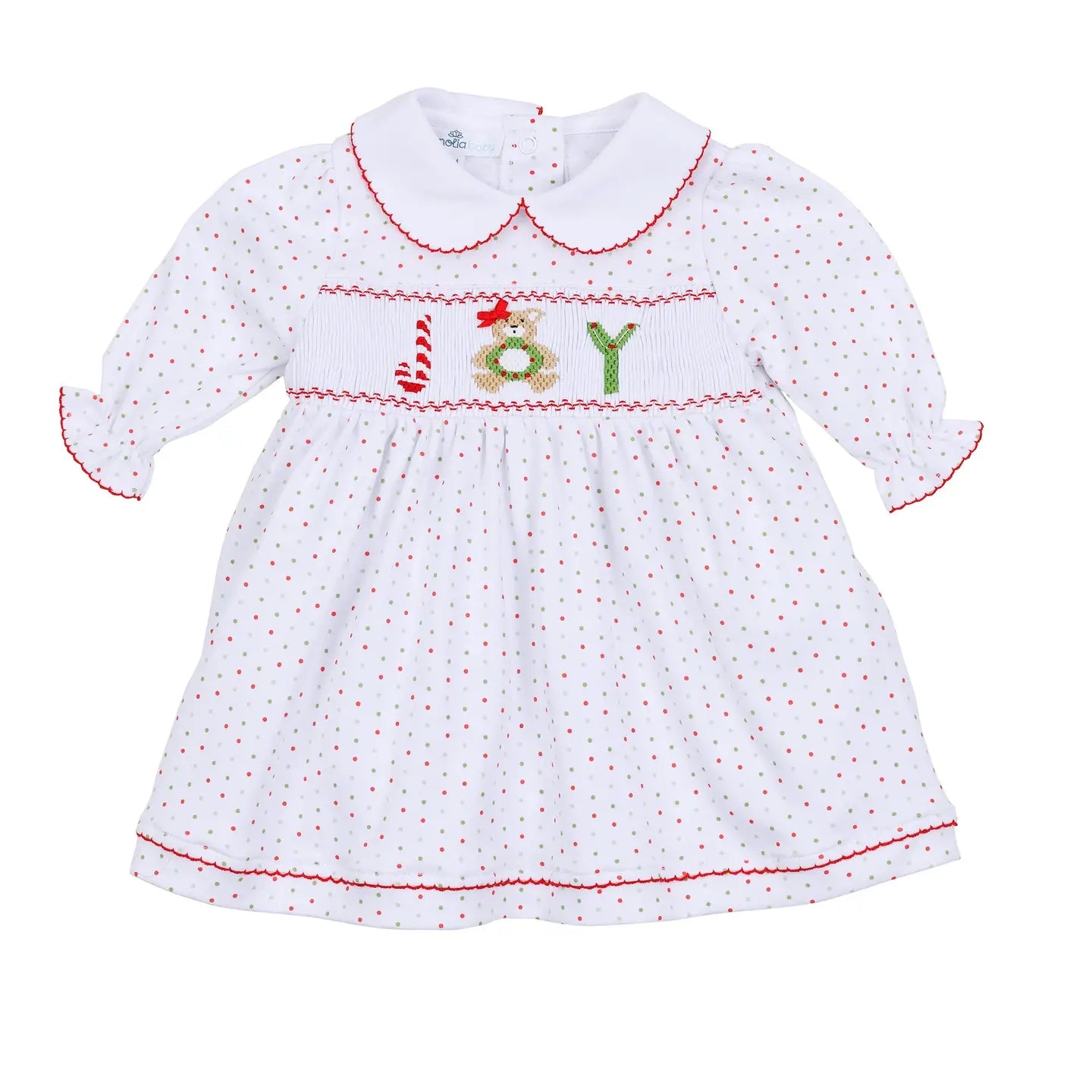 Christmas Joy Classics Smocked Long Sleeve Dress