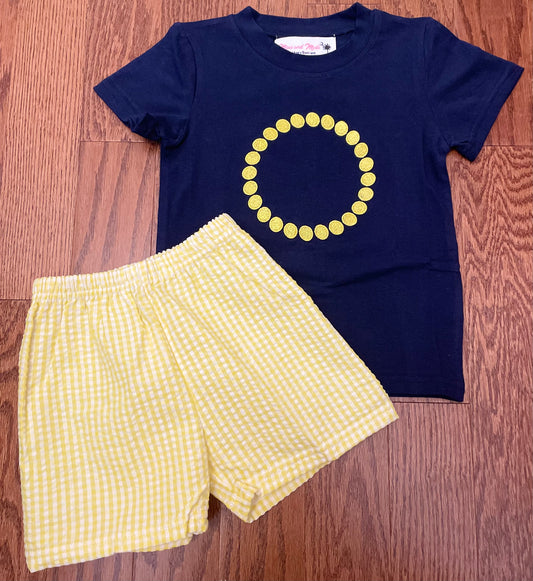 Yellow ribbon, navy boys short set