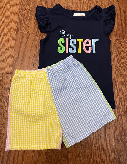 Big Sister color block girl short set