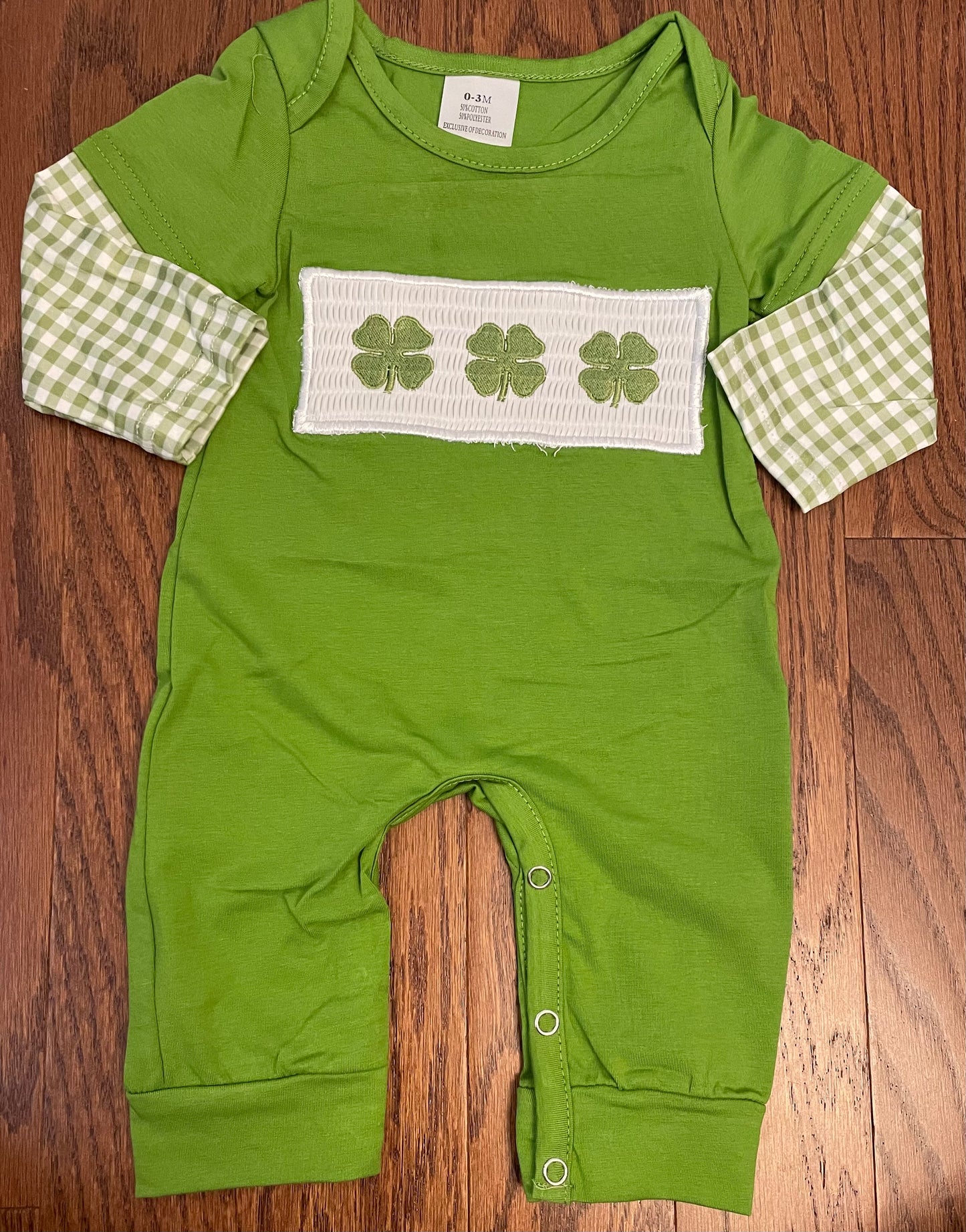 Embroidered Clover Boys Romper