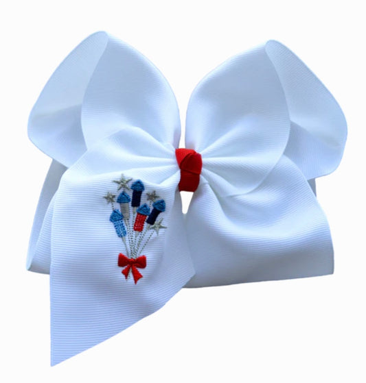 Firework and Stars Embroidered Bow