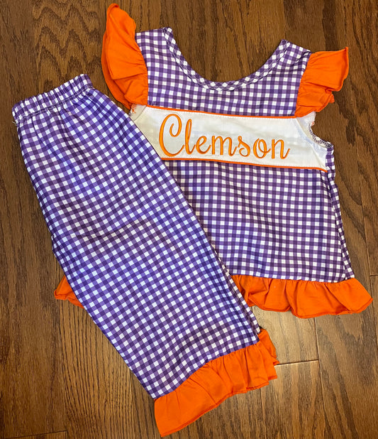 Orange and Purple girls Swingback pant set
