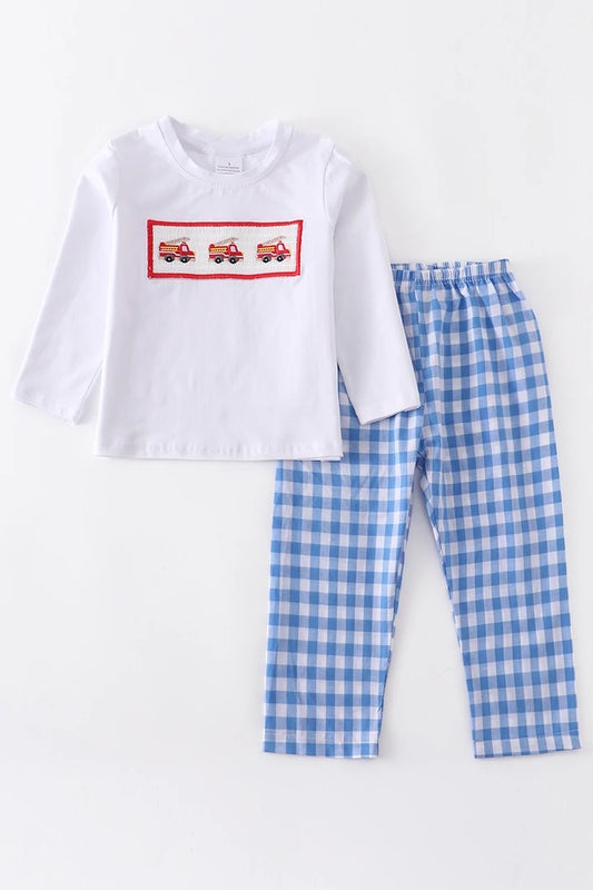 Embroidered Fire Engine Boys Pant set