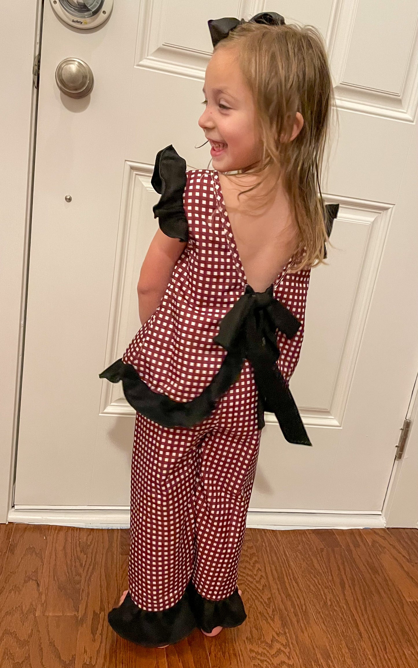 Carolina tie bow back girls pant set