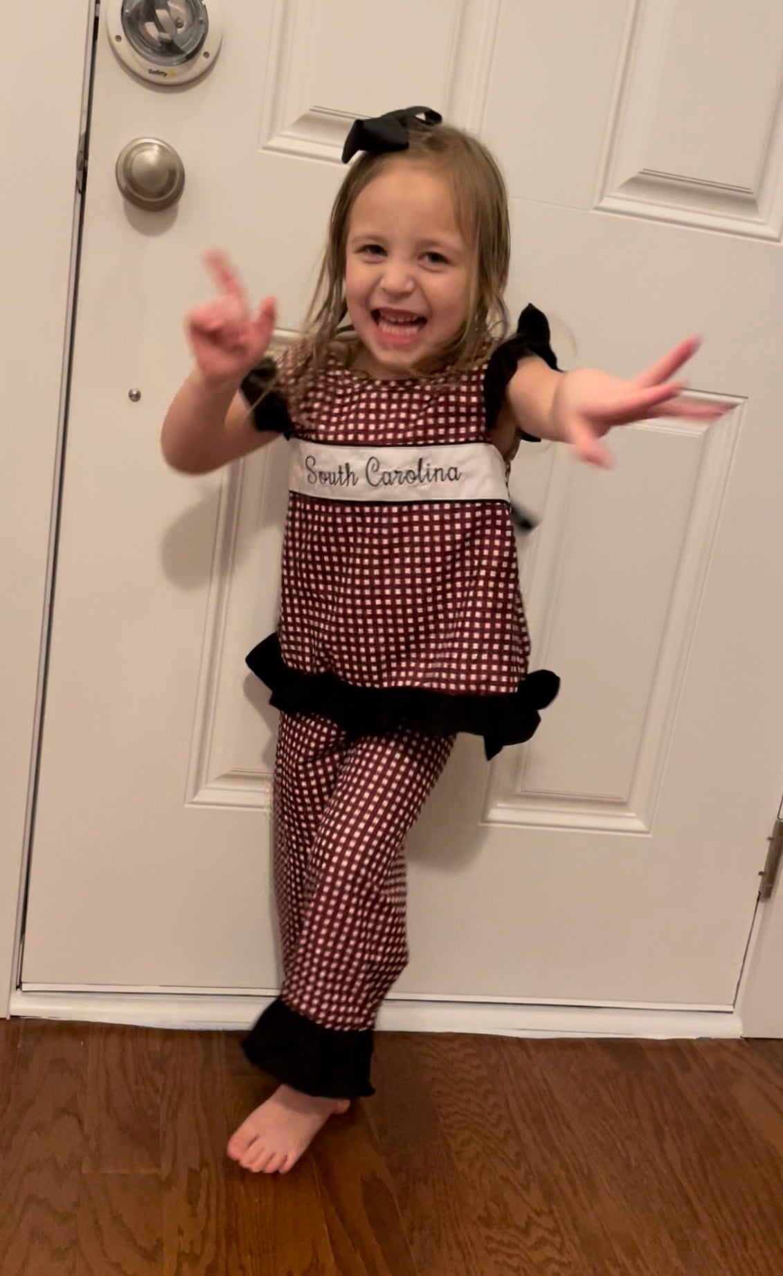 Carolina tie bow back girls pant set