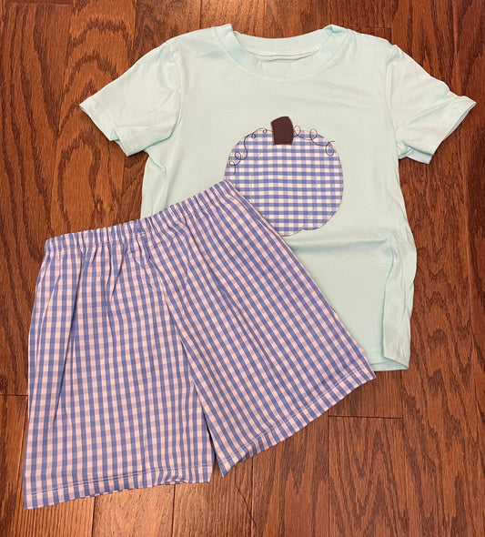 Aqua pumpkin boys short set