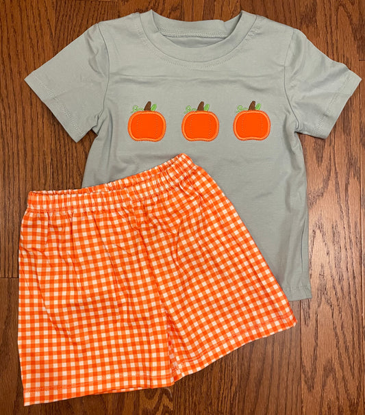 Pumpkin orange trio boy short set