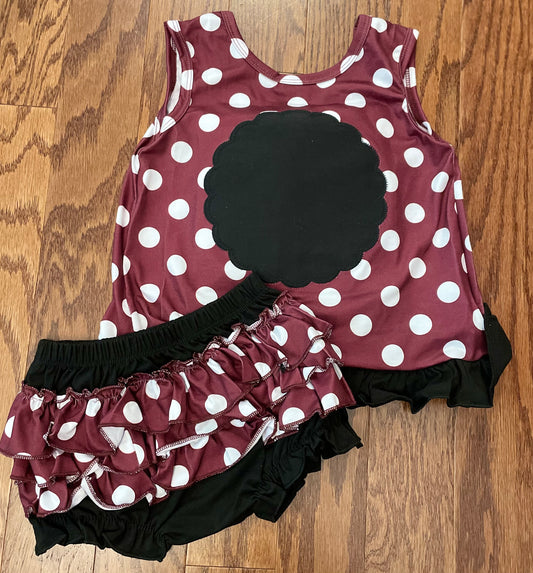 Garnet and Black girls Swingback bloomer set